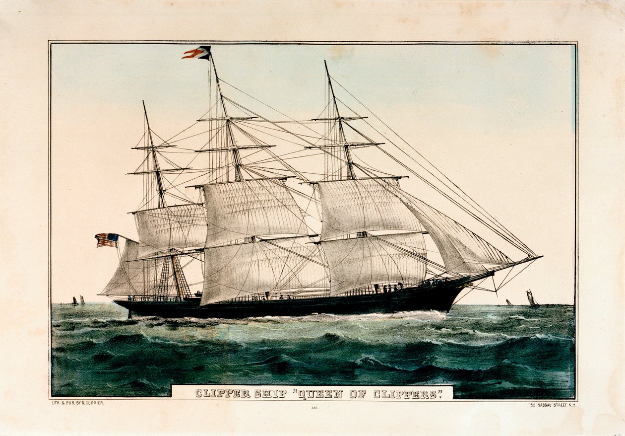 Litografie s názvem "Clipper Ship 