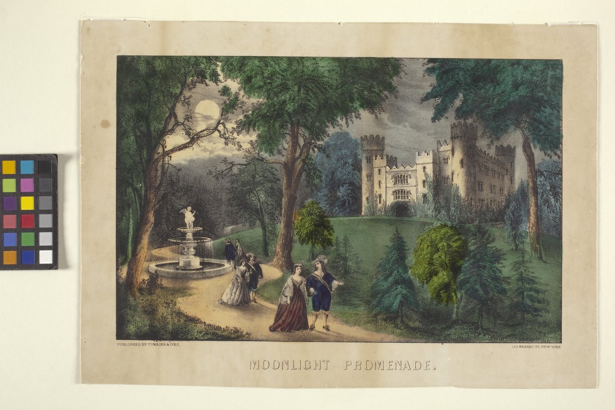 Moonlight Promenade (ručně kolorovaná litografie) od N. and Ives J.M. (1824 95) Currier