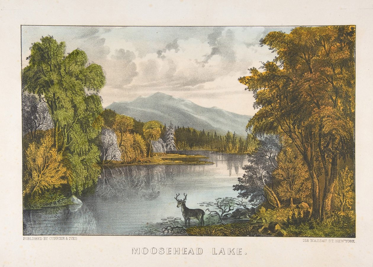 Jezero Moosehead, Maine od Currier and Ives