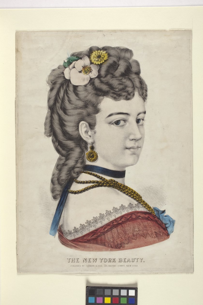 New York Beauty/The Vignette (ručně kolorovaná litografie) od N. and Ives J.M. (1824 95) Currier