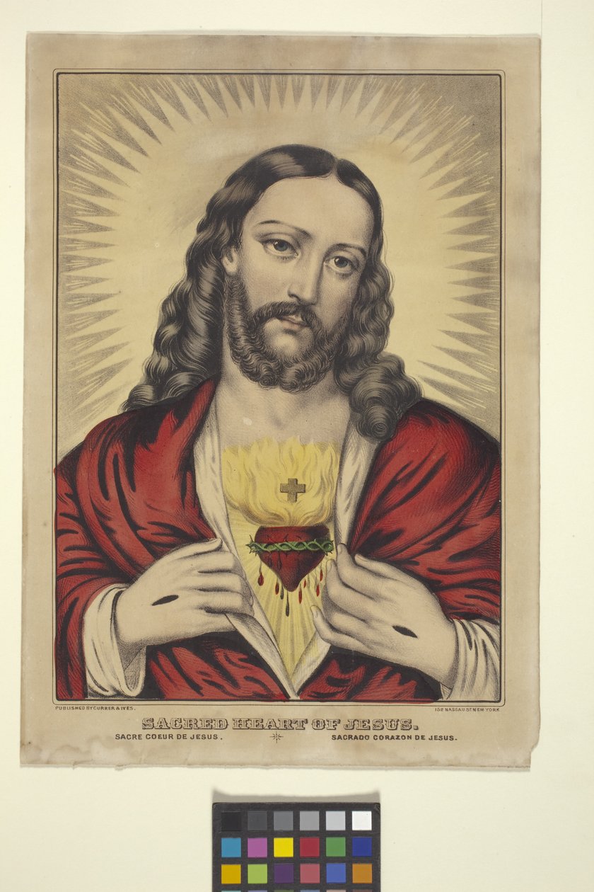 Sacred Heart of Jesus (ručně kolorovaná litografie) od N. and Ives J.M. (1824 95) Currier