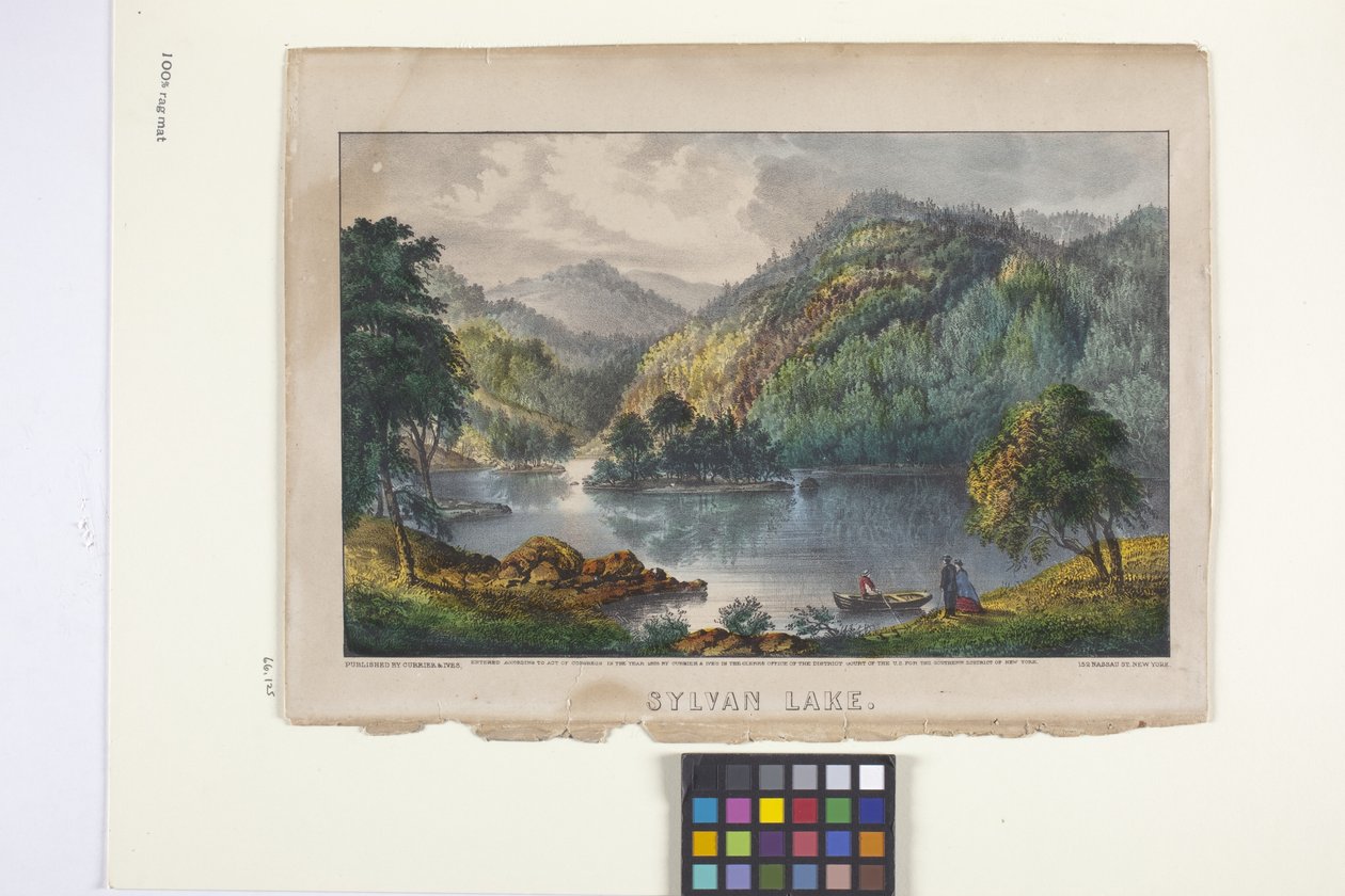 Sylvan Lake (ručně kolorovaná litografie) od N. and Ives J.M. (1824 95) Currier