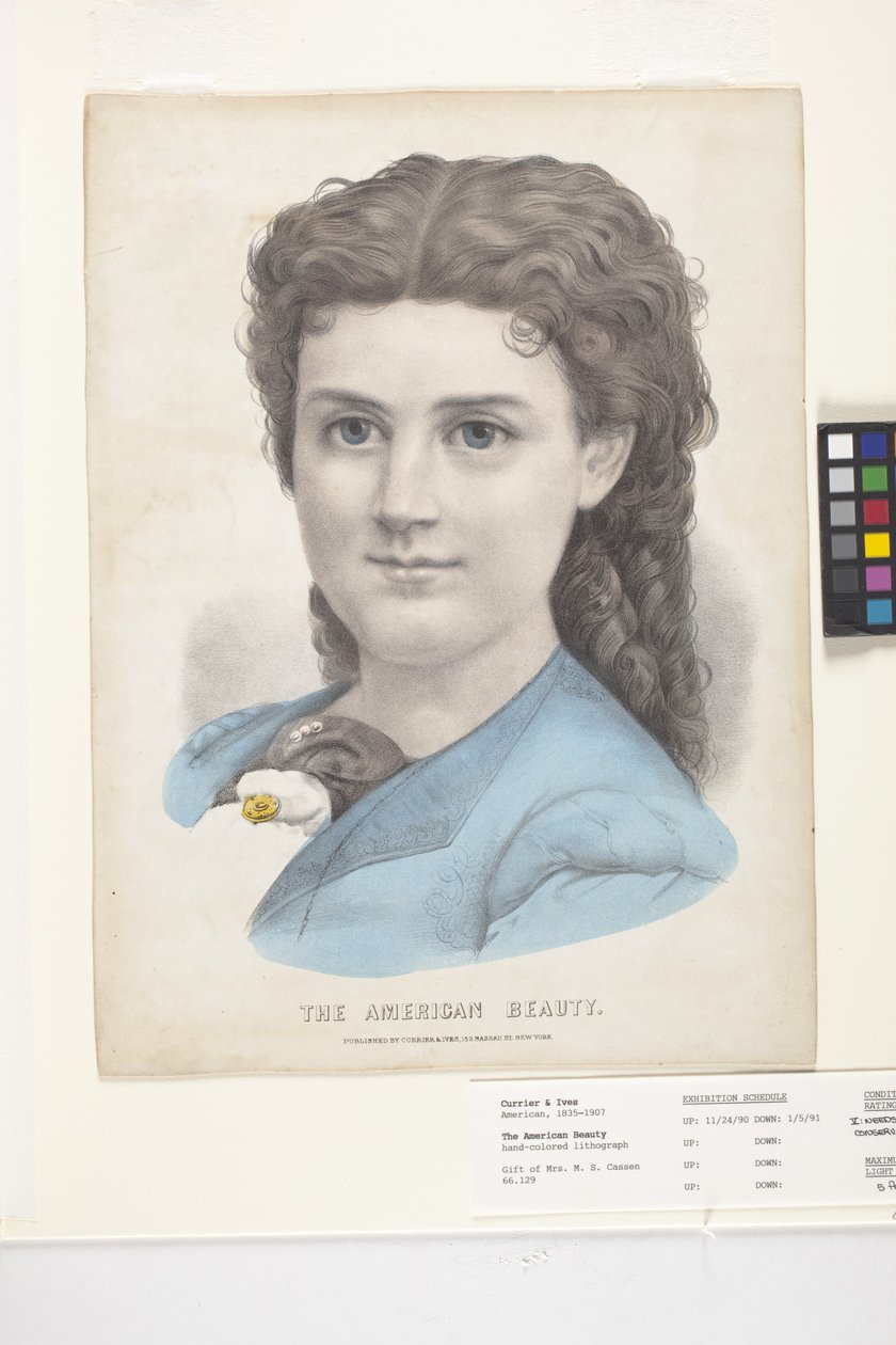 Americká krása (ručně kolorovaná litografie) od N. and Ives J.M. (1824 95) Currier