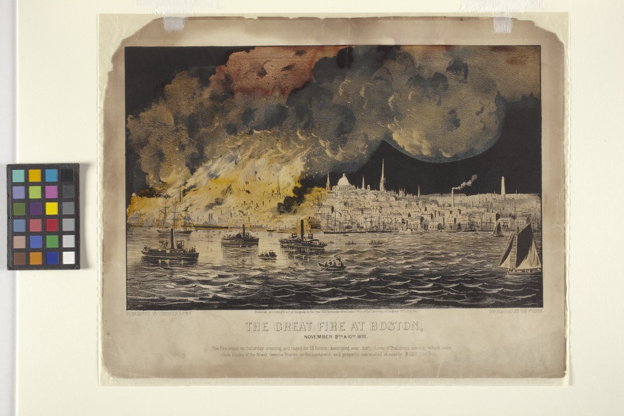 Velký požár v Bostonu (ručně kolorovaná litografie) od N. and Ives J.M. (1824 95) Currier