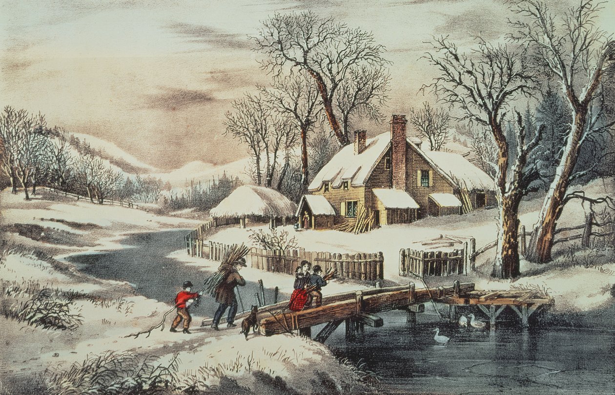 The Ingleside Winter, hospoda. od Currier & Ives (tisk) od N. Currier and Ives J.M.
