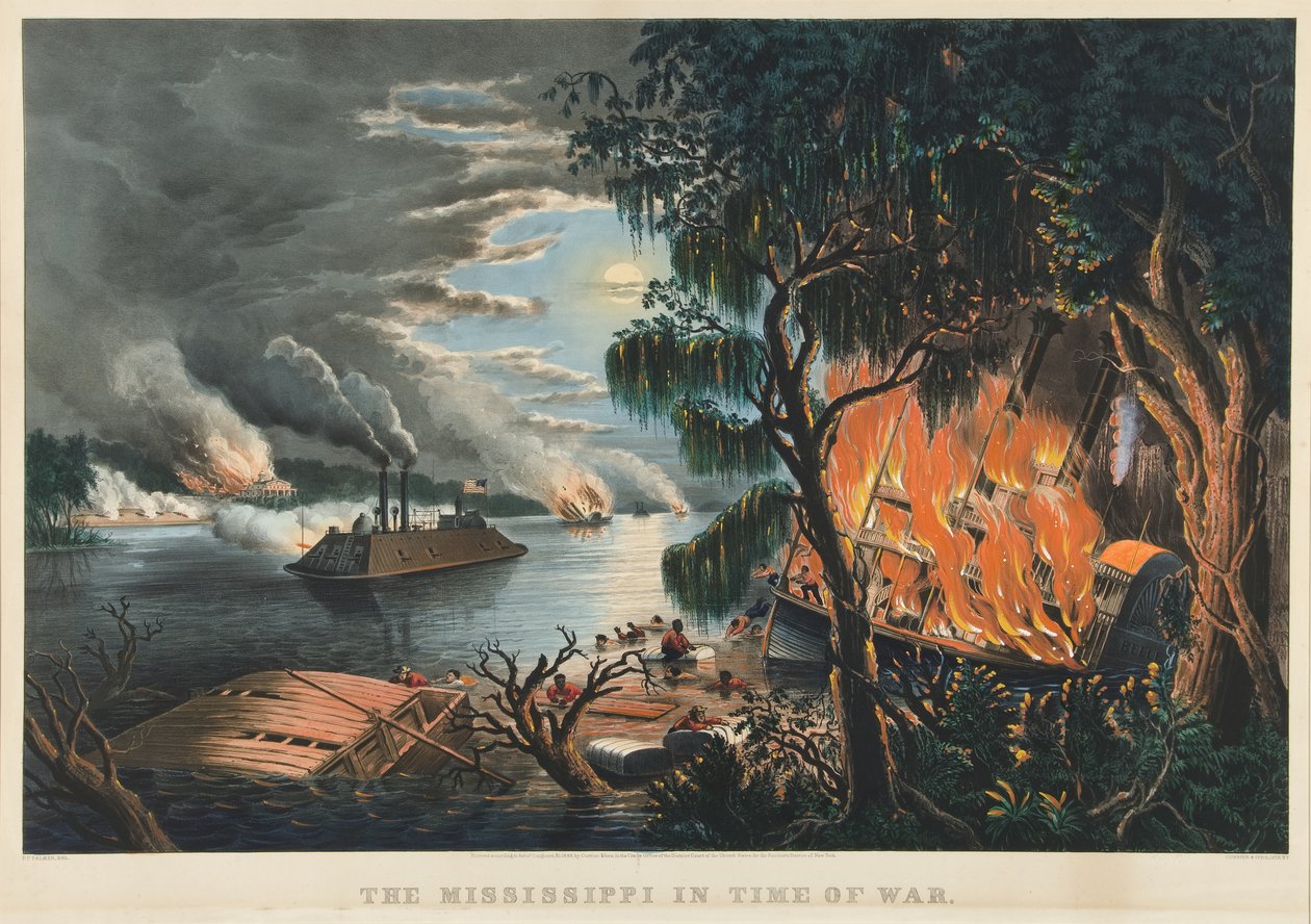 Mississippi v době války od Currier and Ives