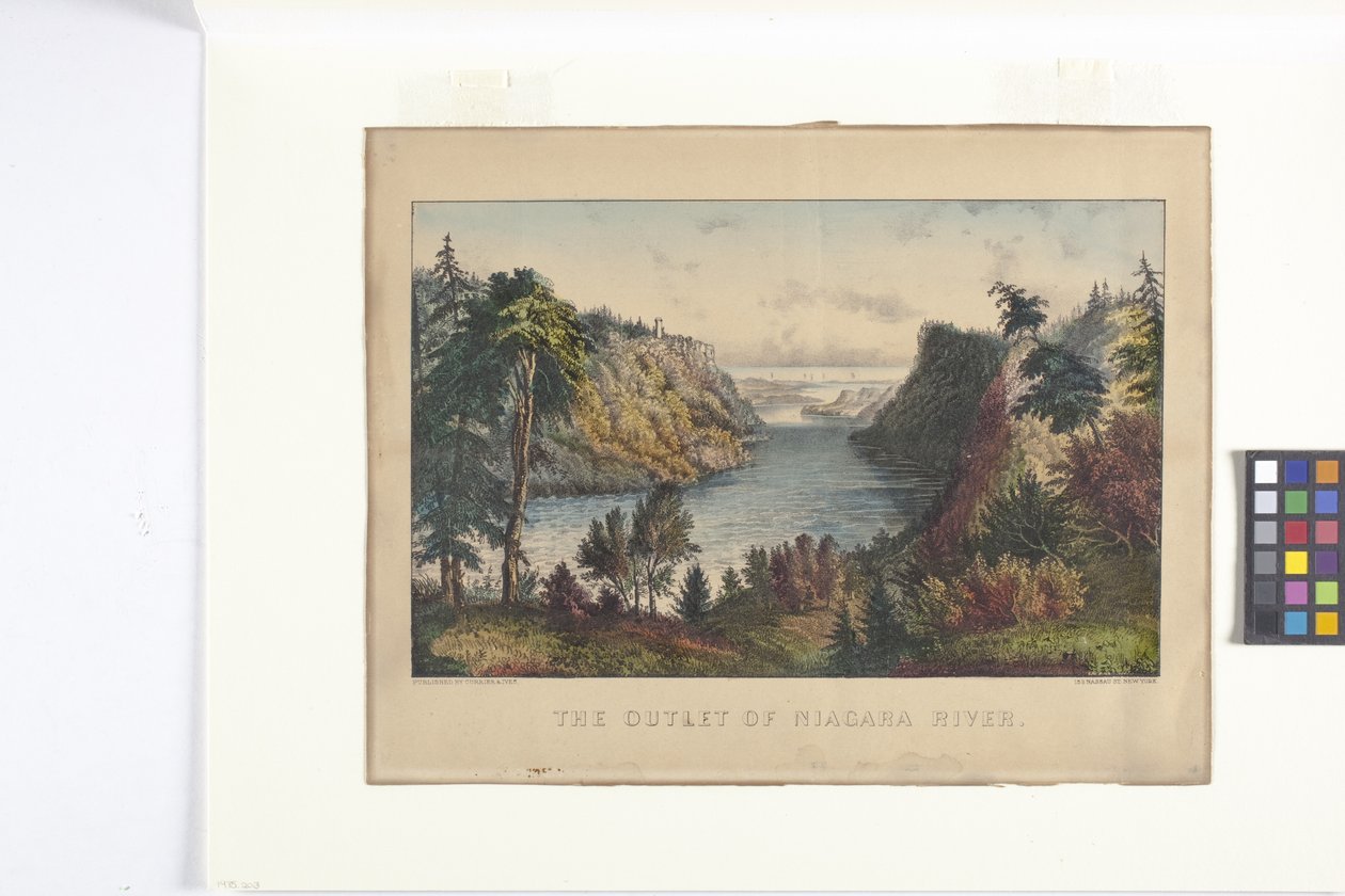 The Outlet Of The Niagara River (ručně kolorovaná litografie) od N. and Ives J.M. (1824 95) Currier
