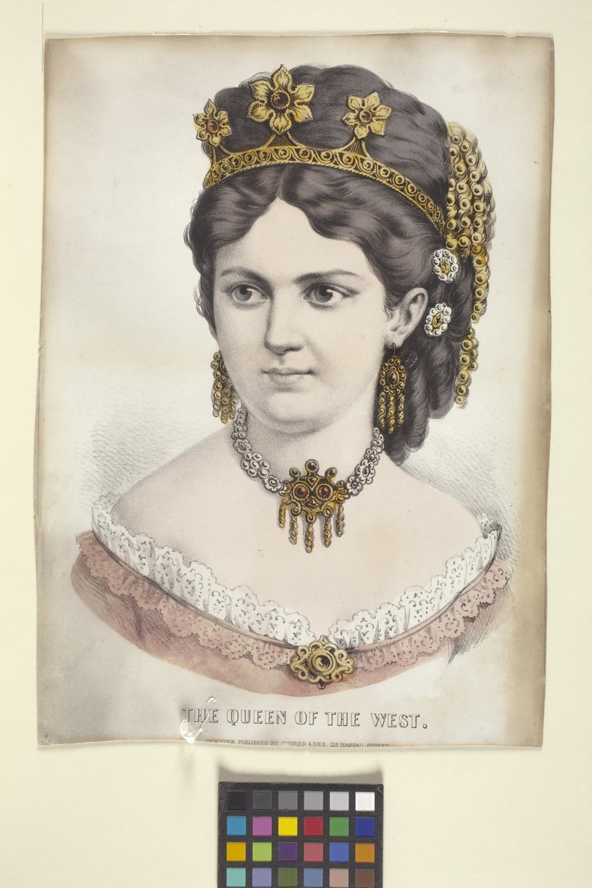 Královna západu (ručně kolorovaná litografie) od N. and Ives J.M. (1824 95) Currier