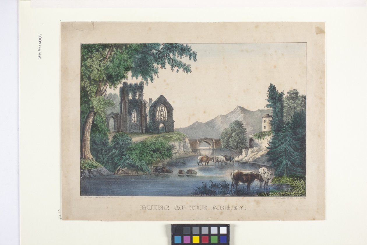 The Ruins Of The Abbey (ručně kolorovaná litografie) od N. and Ives J.M. (1824 95) Currier