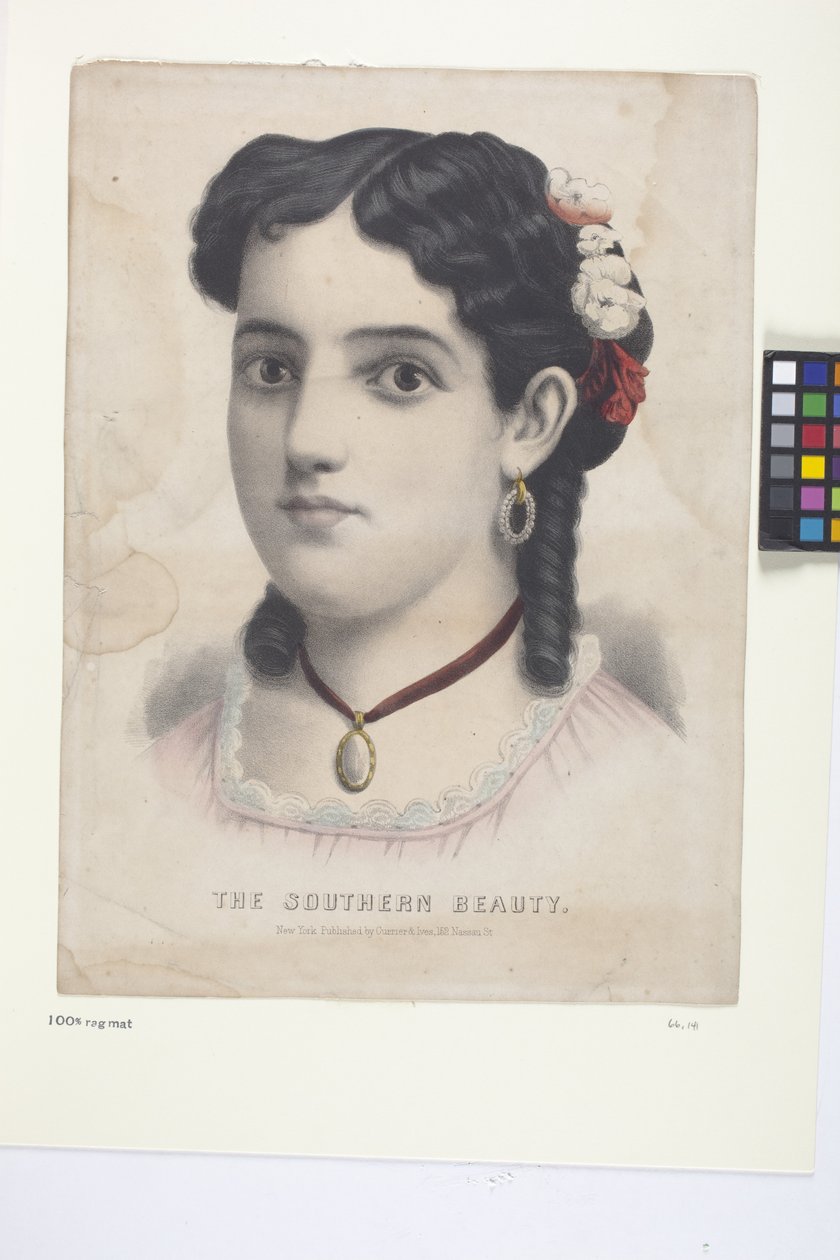 The Southern Beauty (ručně kolorovaná litografie) od N. and Ives J.M. (1824 95) Currier