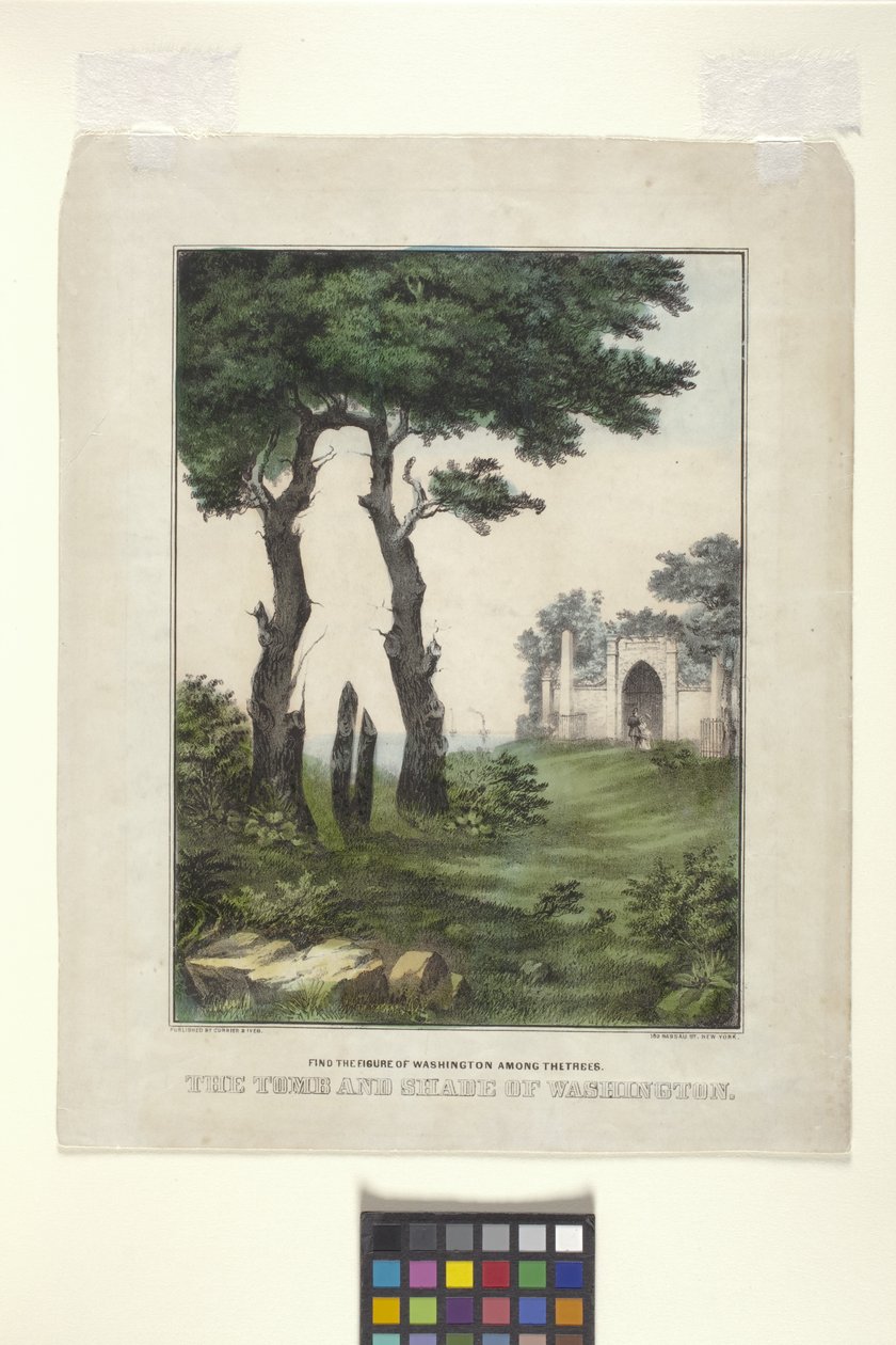 The Tomb And Shade Of Washington (ručně kolorovaná litografie) od N. and Ives J.M. (1824 95) Currier