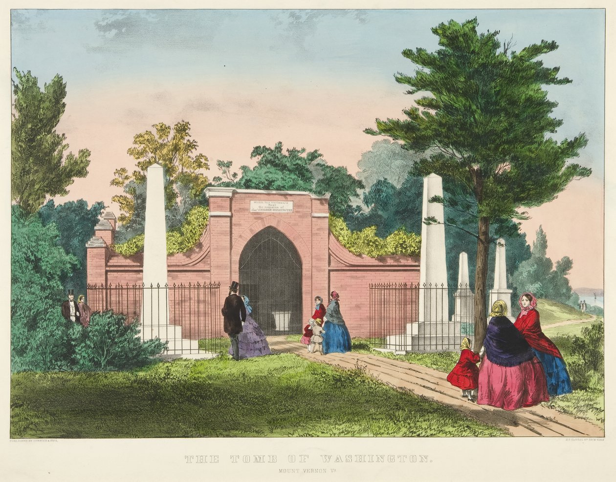 The Tomb of Washington, Mount Vernon, Virginia (barevná litografie) od Currier and Ives