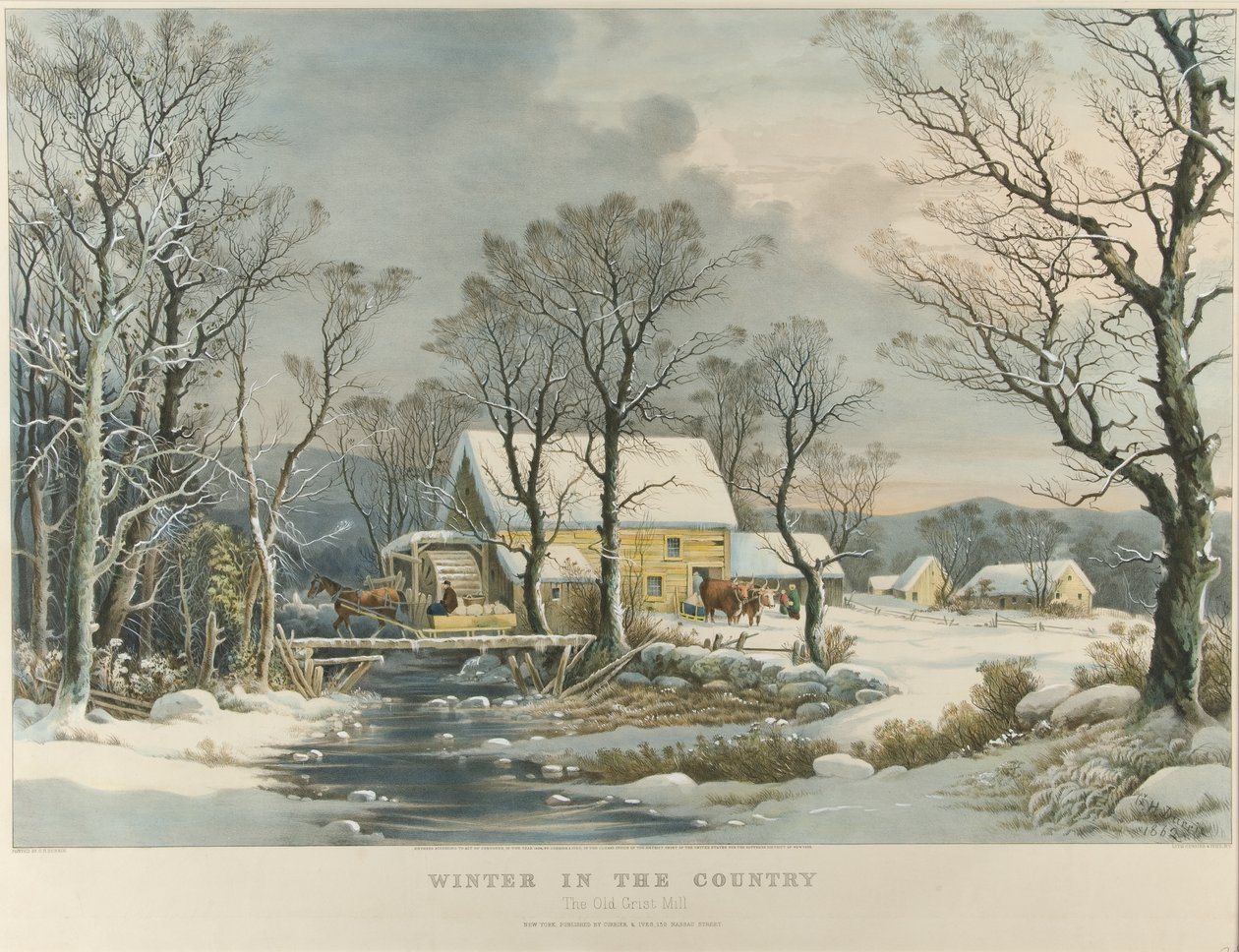Zima na venkově, The Old Grist Mill od Currier and Ives