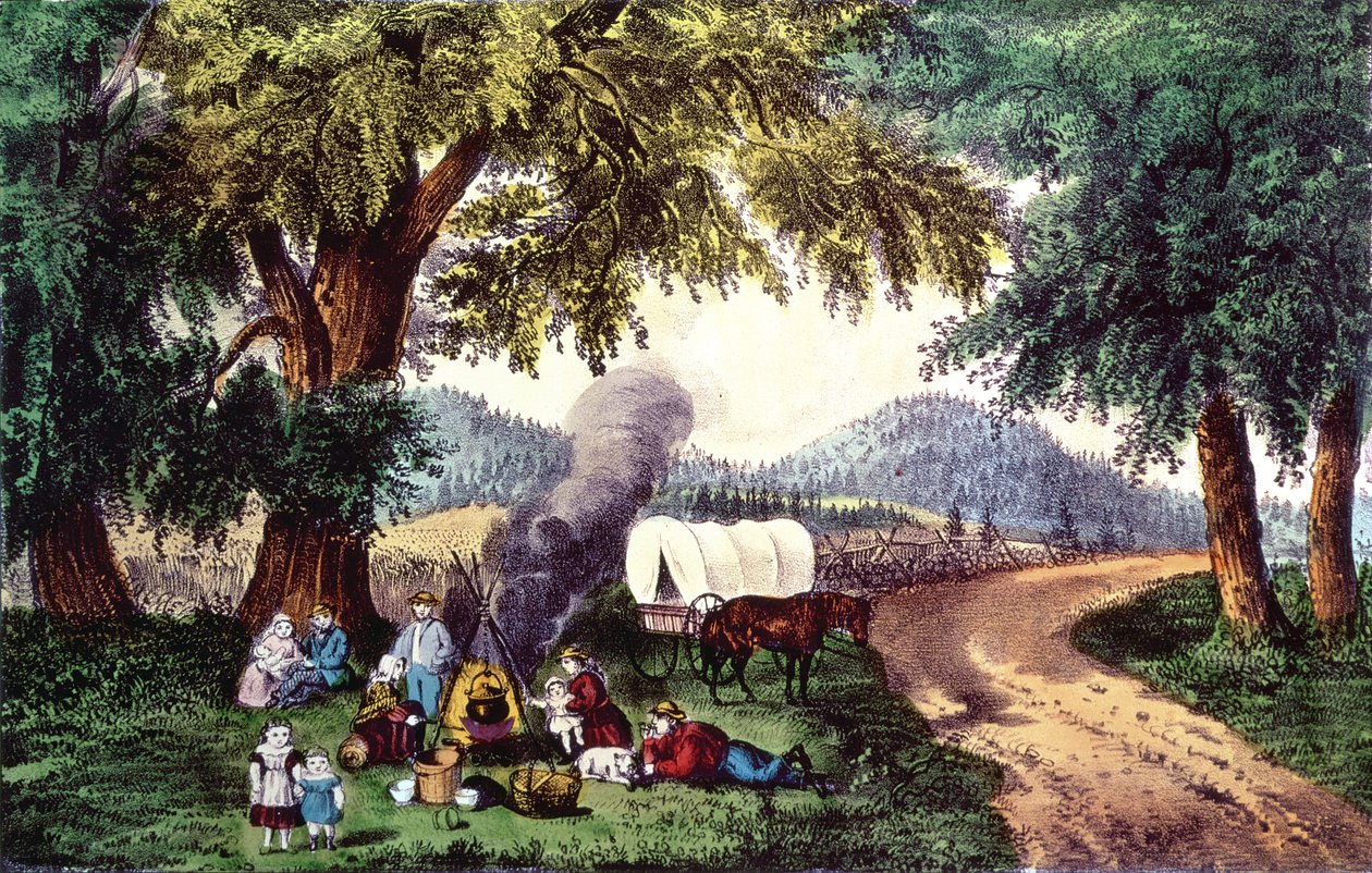 A Halt by the Wayside (tisk) od N. and Ives, J.M. Currier