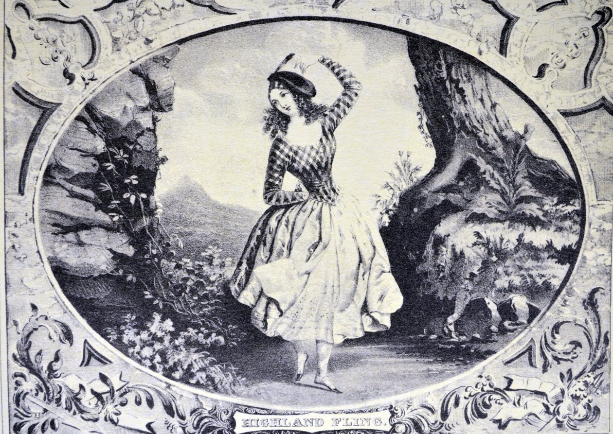 Currier & Ives ilustrace 19. století. Highland Fling od N. and Ives, J.M. Currier