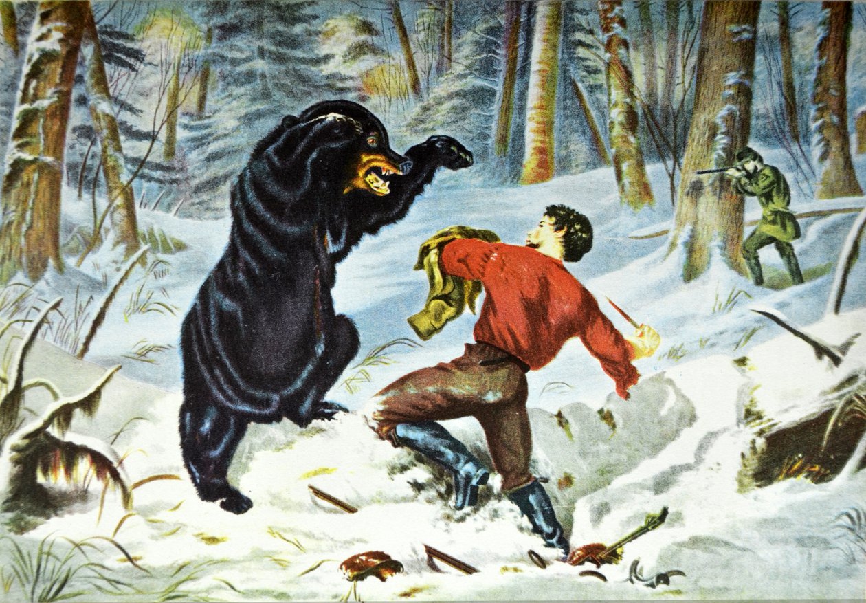 Currier & Ives ilustrace 19. století. Život lovce. Těsná oprava. od N. and Ives, J.M. Currier