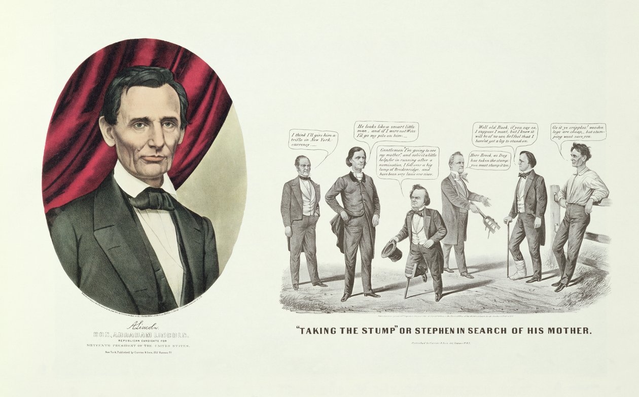 Honzo Abraham Lincoln, 16. prezident Spojených států, 1860 od N. and Ives, J.M. Currier