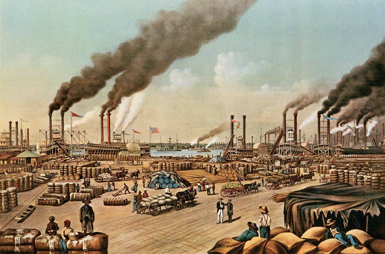 Levee - New Orleans, 1884 od N. and Ives, J.M. Currier