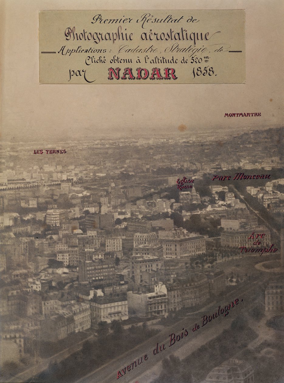 Letecký pohled na Paříž, cca 1868 od Nadar