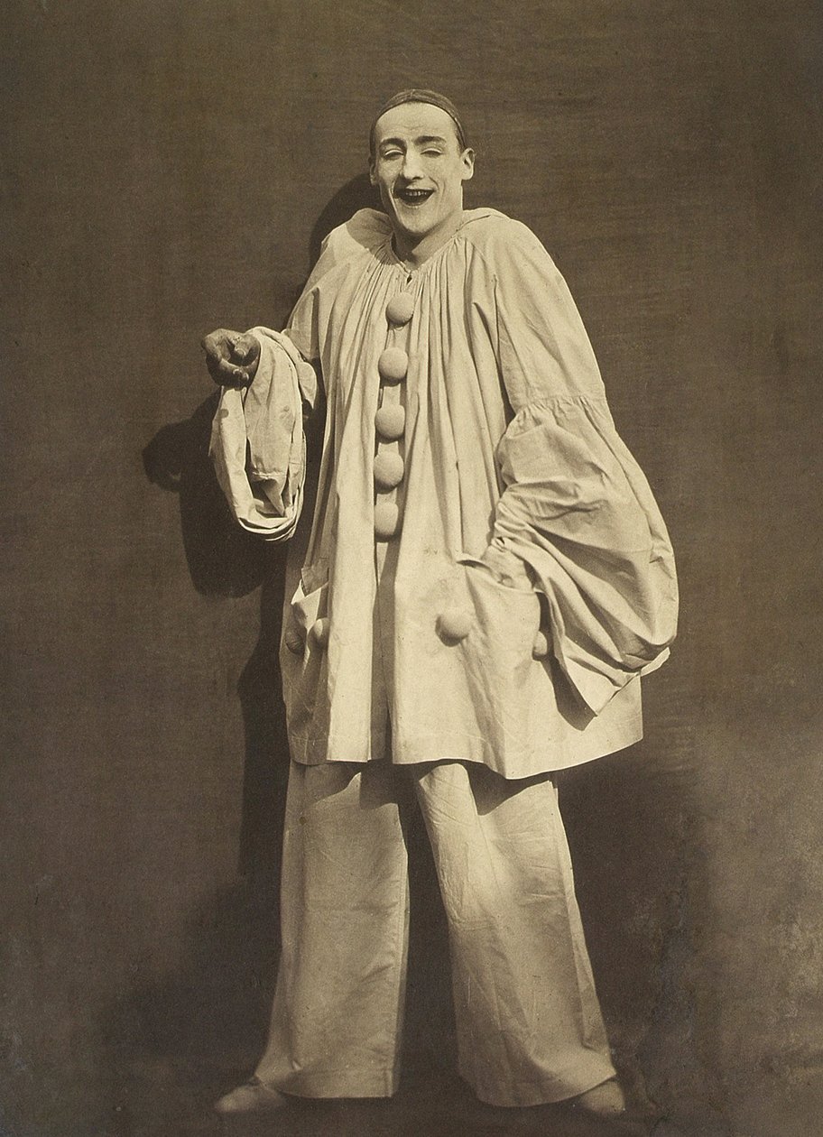 Pierrot Laughing (francouzský mim Charles Deburau), foto Gaspard-Felix Tournachon aka Nadar, c. 1855 od Nadar