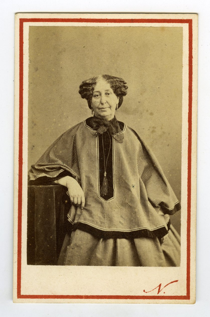 Portrét spisovatele George Sandové (1804-1876) (Aurore Dupin), baronky Dudevant. Vizitka od Nadar