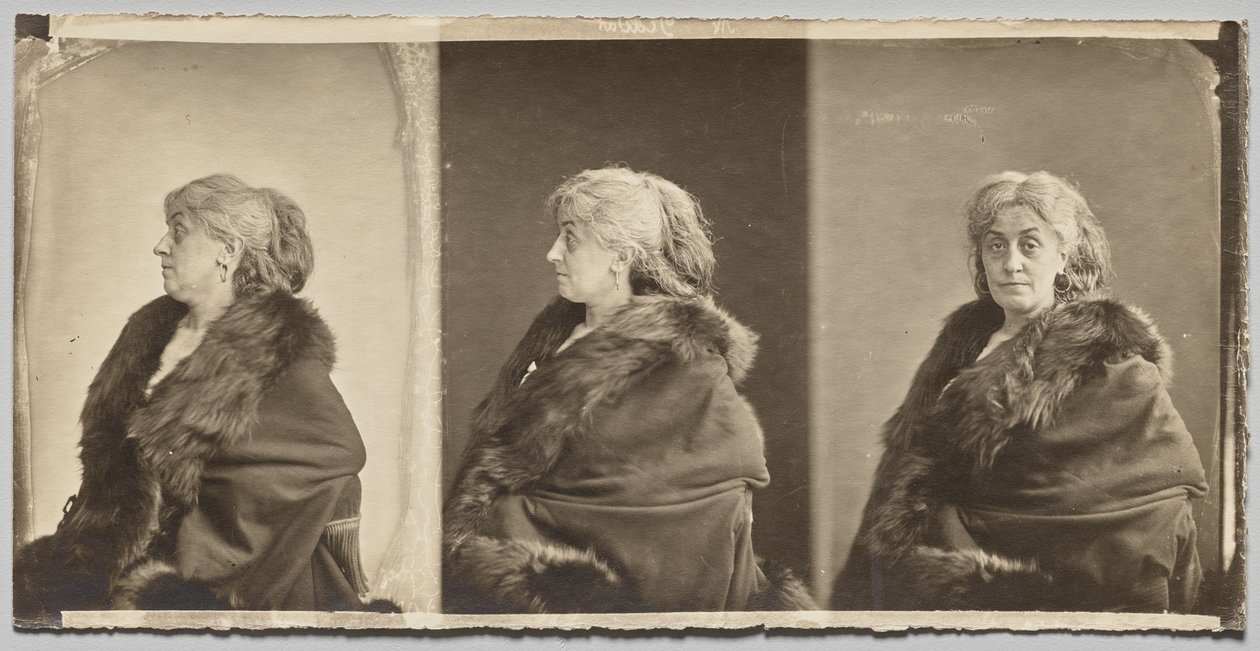 Portrét Ernestine Nadar, umělcovy manželky, nosí kožešinovou štólu od Nadar