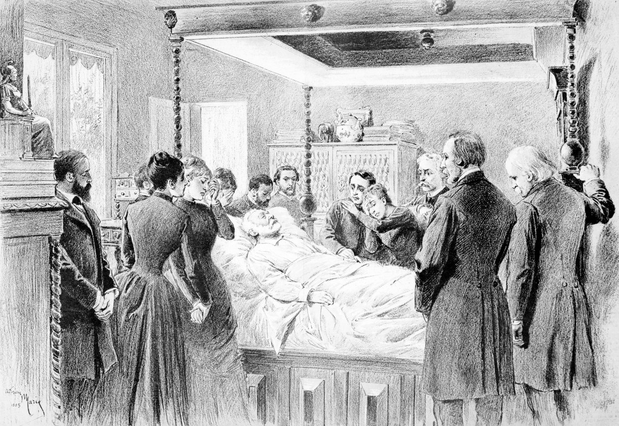Poslední okamžiky Victora Huga (1802-85) 22. května 1885, vyryl Adrien Marie (1848-91) 1885 od Nadar