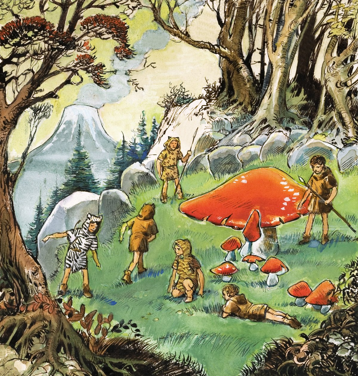 Ztracení chlapci, ilustrace z knihy "Peter Pan" od J. M. Barrieho (kvaš na papíře) od Nadir Quinto
