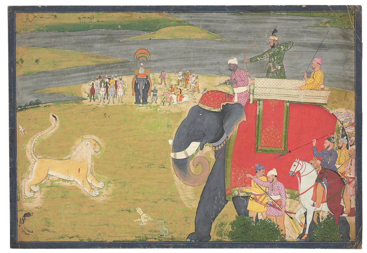 Raja Balwant Dev Singh na lvím shikaaru, kolem roku 1750 od Nainsukh