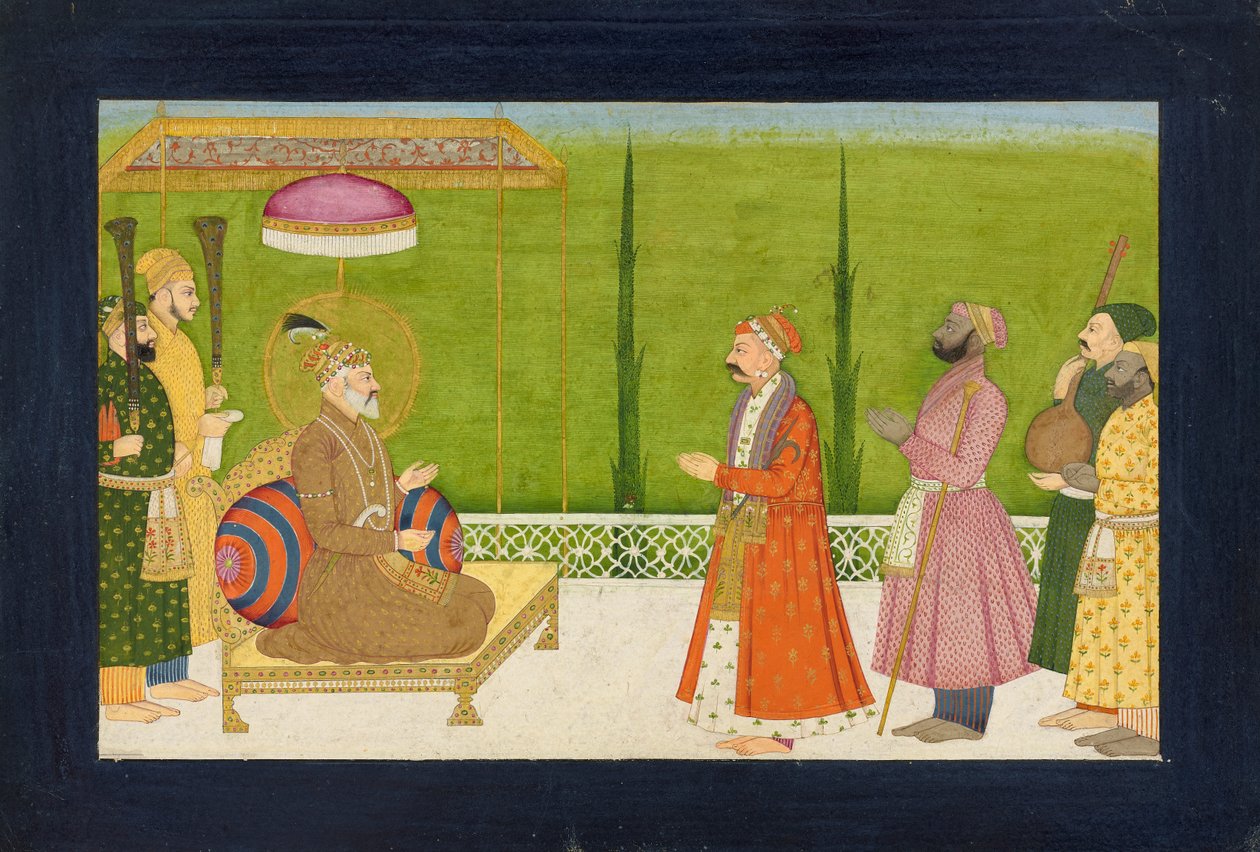 Básník Sundar Das před císařem Shah Jahanem, Folio z A Sundar Shringar, Ka. 1750-1760. od Nainsukh