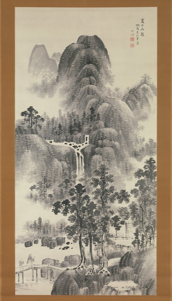 Horský potok na letní den, 19. století. od Nakabayashi Chikuto