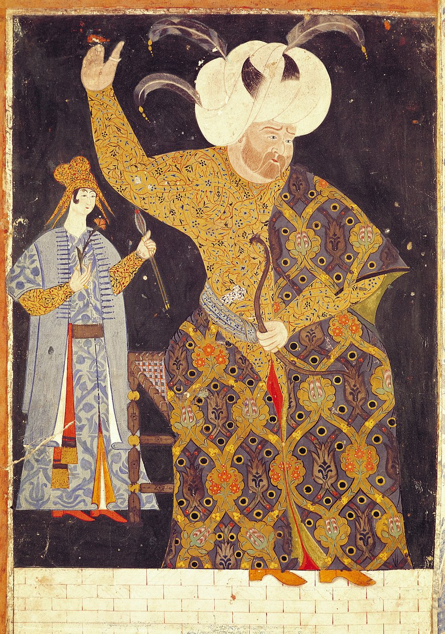 Portrét sultána Selima II. (1524-74) střílejícího z luku a šípu od Nakkep, called Nigari Reis Haydar