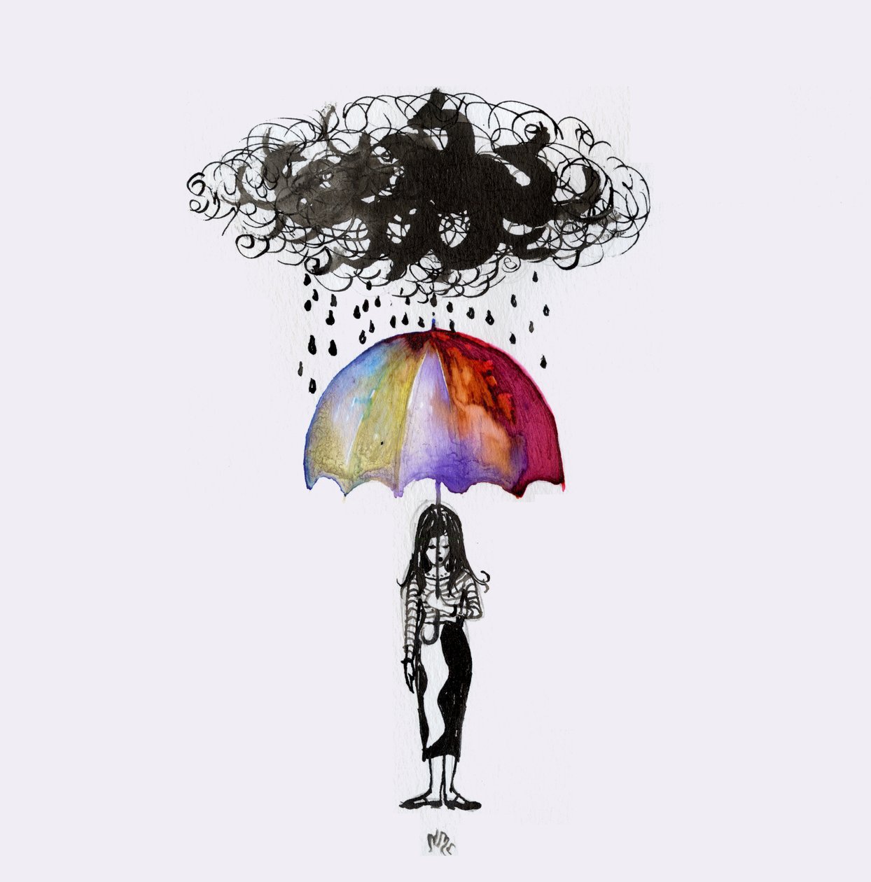 Black Cloud, 2017, (inkoust na papíře) od Nancy Moniz Charalambous