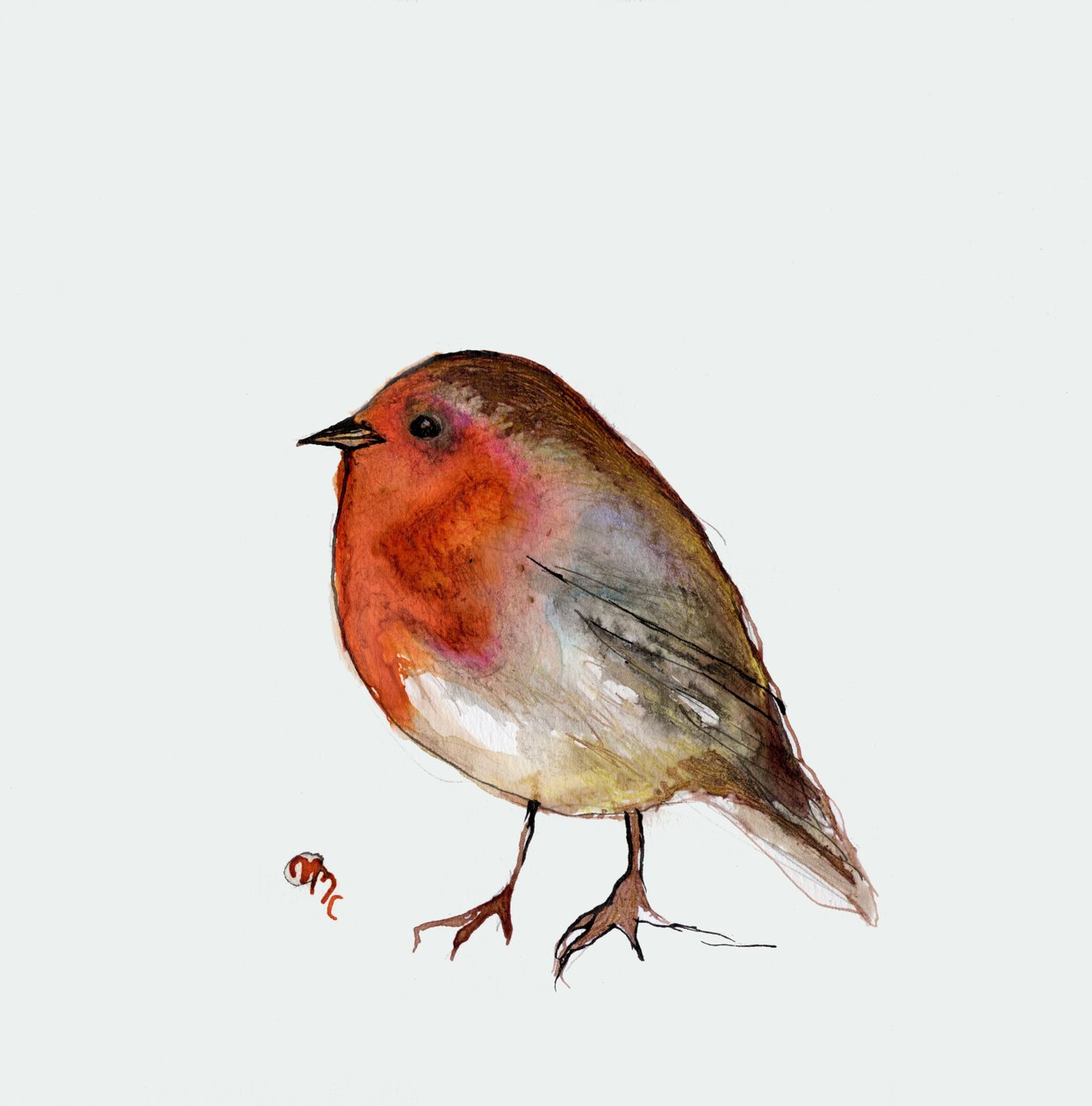 Fat Robin, 2017, (inkoust na papíře) od Nancy Moniz Charalambous