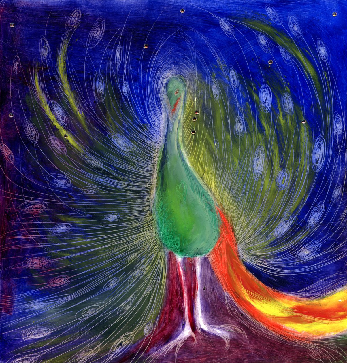 Night of Light, 2012, (olej a plátkové zlato na kartě) od Nancy Moniz Charalambous