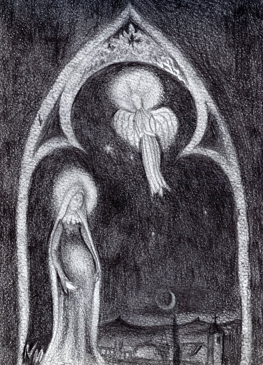 Angel Gabriel, 2015, (studie grafitové tužky na kartě) od Nancy Moniz Charalambous