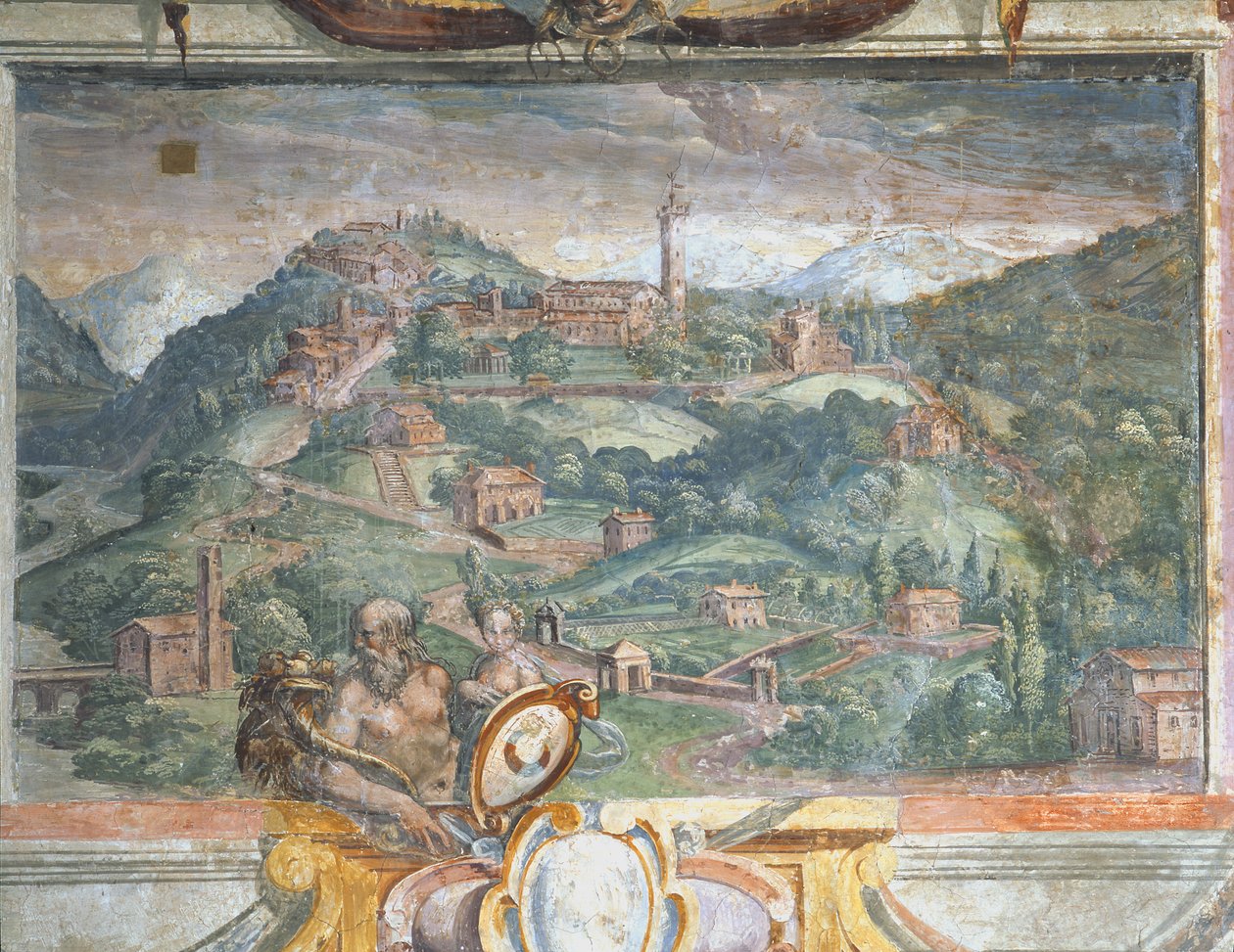 Ložnice, detail vlysu zobrazující města za vlády Medicejských, Fiesole, 1564-75 od Bartolomeo Ammannati