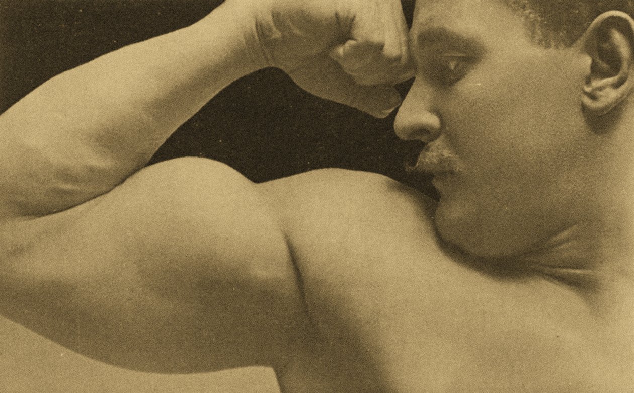Eugen Sandow, v klasické starověké řecko-římské póze, kolem roku 1894 od Napoleon Sarony