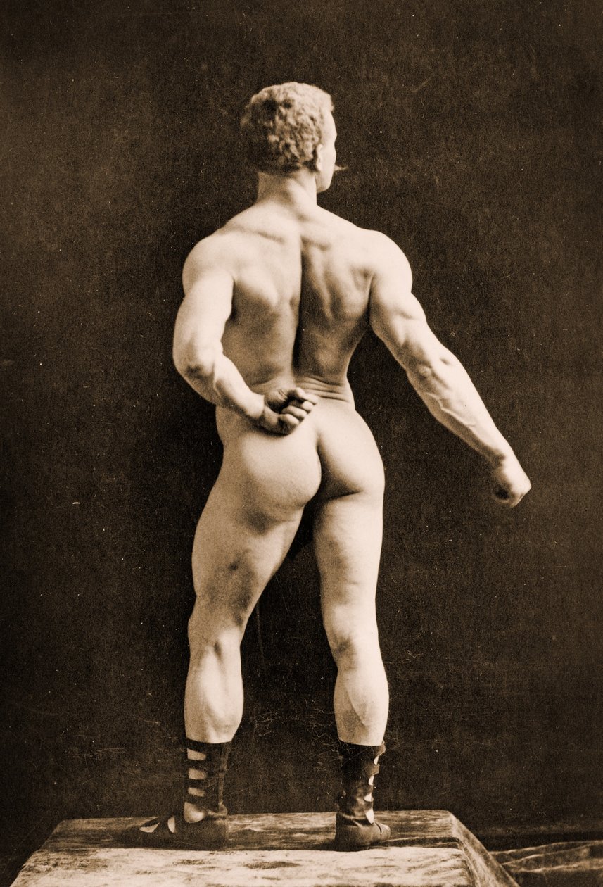 Eugen Sandow, v klasické starověké řecko-římské póze, kolem roku 1893 od Napoleon Sarony