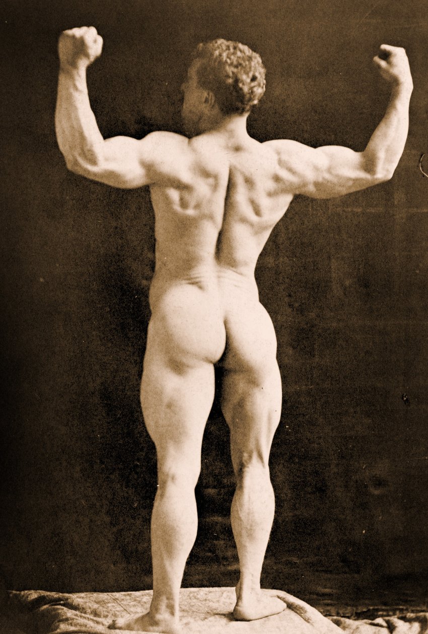 Eugen Sandow, v klasické starověké řecko-římské póze, kolem roku 1893 od Napoleon Sarony