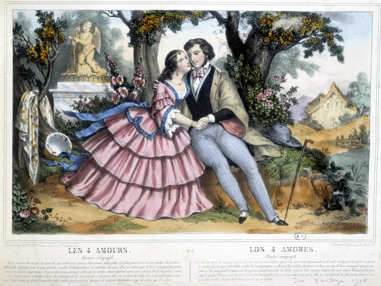 Pár milenců: 4 lásky - Thomas, c. 1852. od Napoleon (after) Thomas