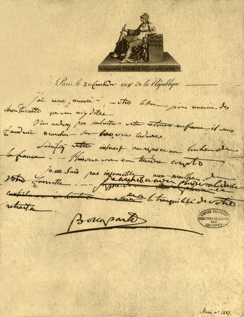Dopis prvního konzula Napoleona Bonaparta hraběti z Provence, 6. září 1800, 1921. od Napoleon Bonaparte I