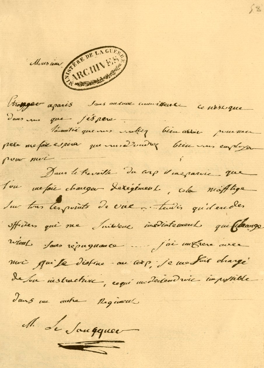 Dopis Napoleona Le Saucquerovi, válečnému úředníkovi, 3. června 1791, 1921. od Napoleon Bonaparte I