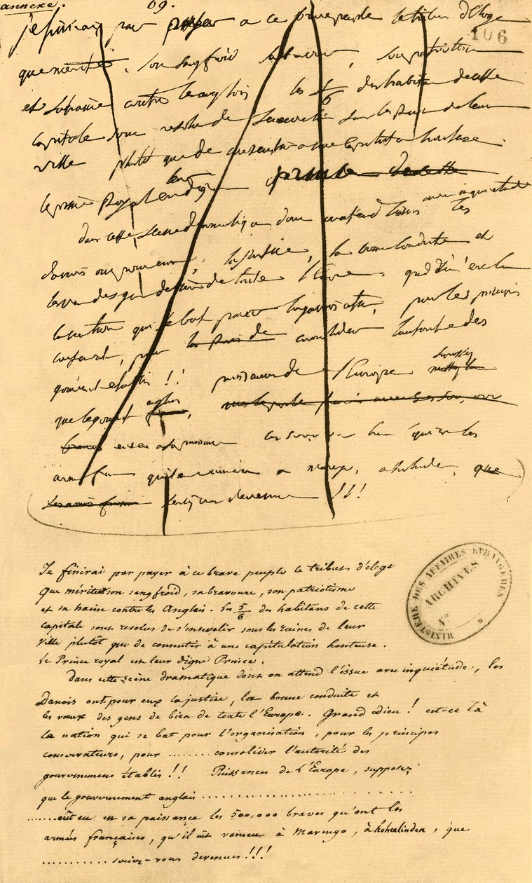 Hrubý návrh textu pro zahrnutí do Le Moniteur Universel, 16. dubna 1801, 1921. od Napoleon Bonaparte I