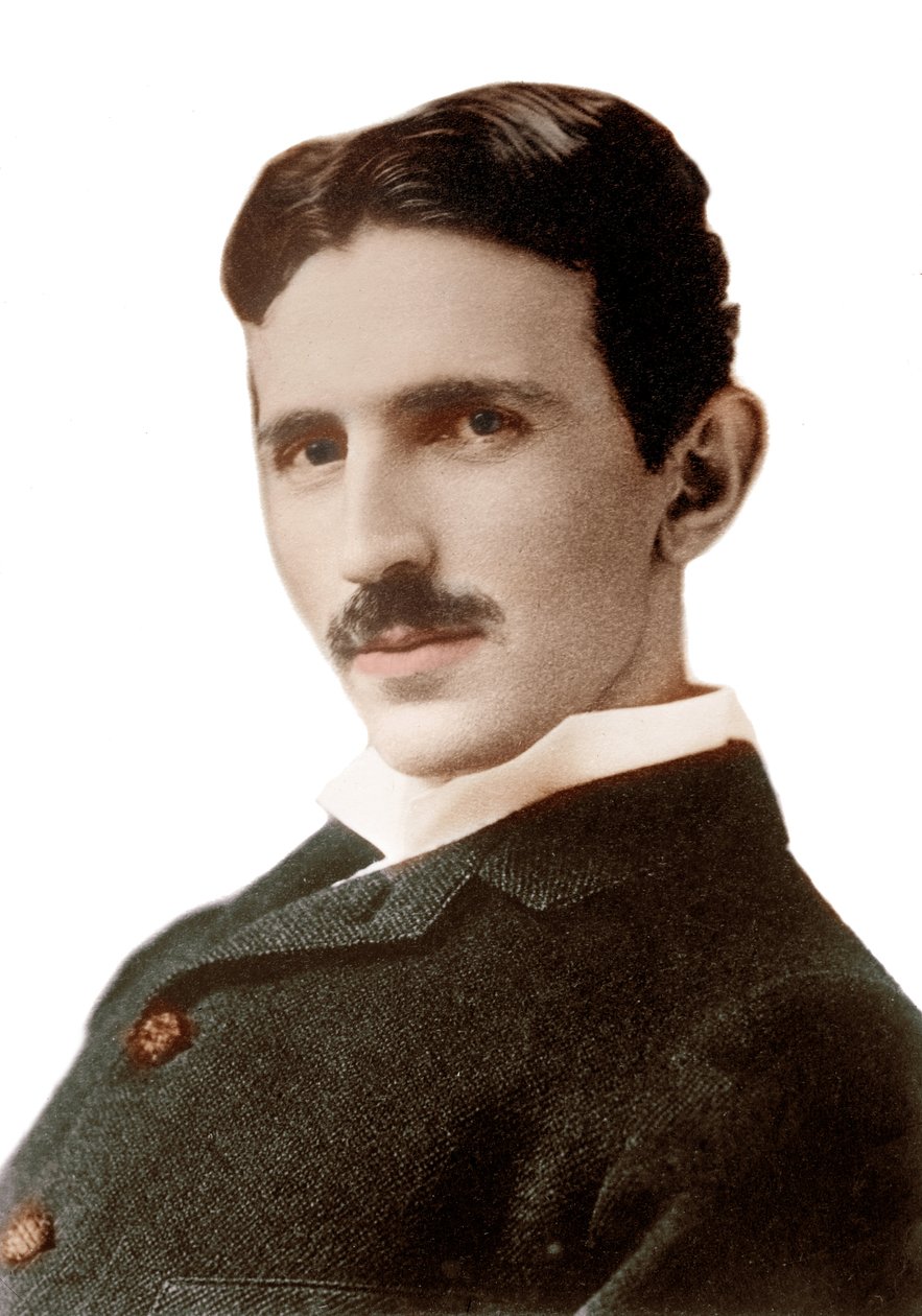 Portrét Nikoly Tesly (1856-1943) (Nikolaj) - Srbský inženýr, fyzik a vynálezce narozený v Chorvatsku - Fotografie Napoleona Saronyho (1821-1896) 1890 od Napoleon Sarony