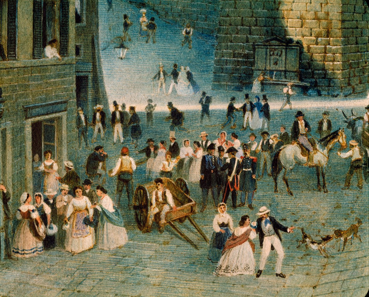 Prázdniny na náměstí Grimana v Perugii, Napoleone Verga (1833-1916) od Napoleone Verga