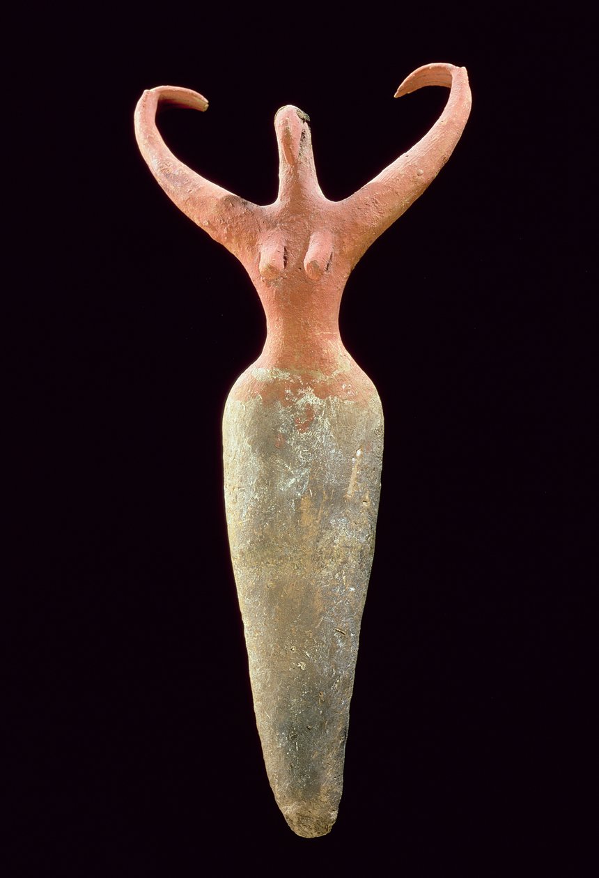 Ženská figurka, z El Mamariya, cca 3600-3500 př.nl (malovaná terakota) (viz 201160) od Naqada I Period Egyptian