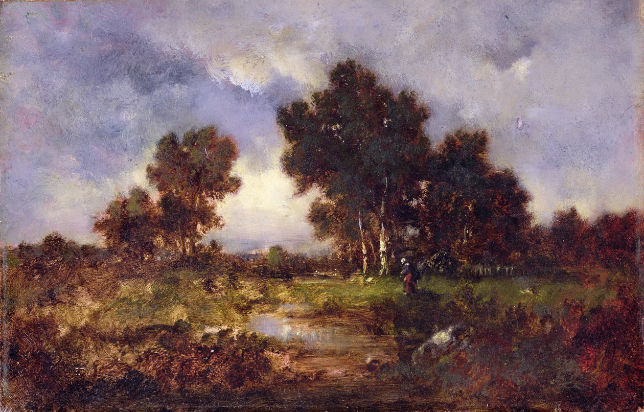 Stromy a bazén, kolem roku 1845 od Narcisse Virgile Diaz de la Peña