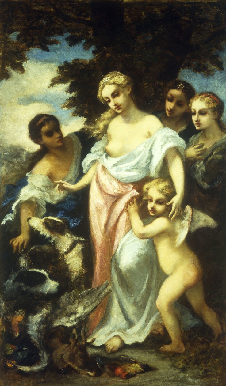 Diana po lovu od Narcisse Virgile Diaz de la Peña