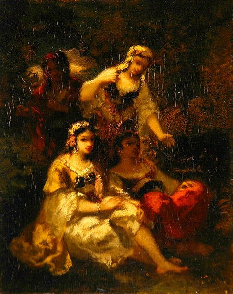 Čtyři španělské panny, kolem 1844-60 (olej na panelu) od Narcisse Virgile Diaz de la Peña
